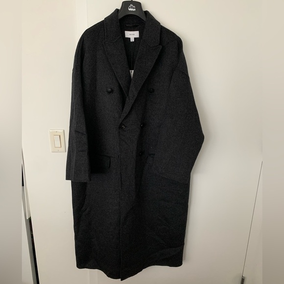 Reiss Laylah double breasted wool blend coat in charcoal grey NWT - Picture 7 of 12